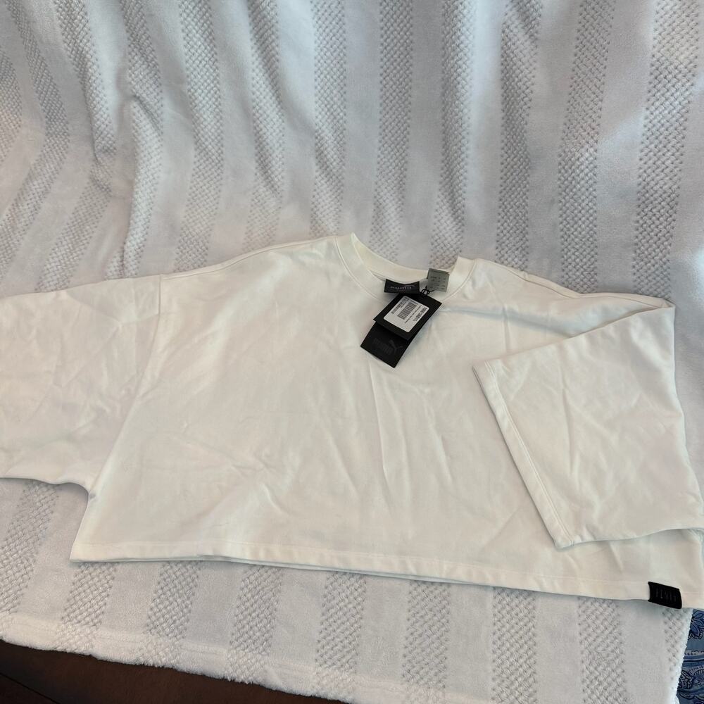 nwt puma cropped crewneck t-shirt size Large